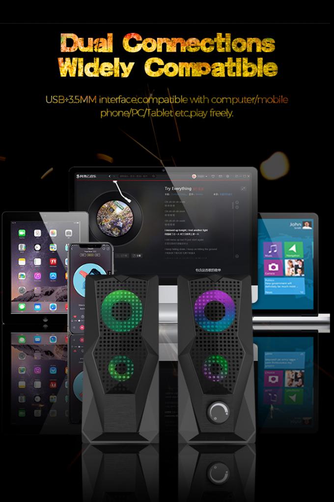 गर्म बिक्री पोर्टेबल कंप्यूटर लैपटॉप 2.0 यूएसबी स्पीकर पीसी सहायक उपकरण एलईडी प्रकाश व्यवस्था मिनी सक्रिय प्लास्टिक डिजाइन डीसी पावर ऑक्स ऑडियो लाइन 16